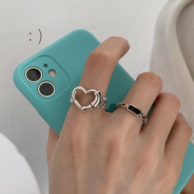 Harajuku love-shaped chain open ring