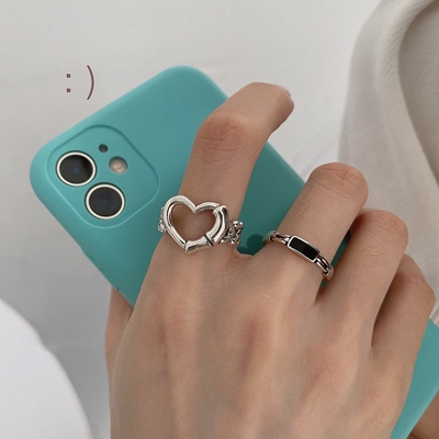 Harajuku love-shaped chain open ring