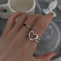 Harajuku love-shaped chain open ring - Thumbnail 2