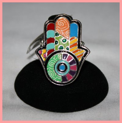 Hamsa hand stretchable ring