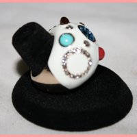 White Oversized Bling Dome Ring Size 7/8 - Thumbnail 1