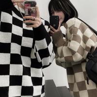 Checkerboard Jumper Knit Sweater - Thumbnail 2