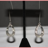 Silver Oval hanging Earrings - Thumbnail 1
