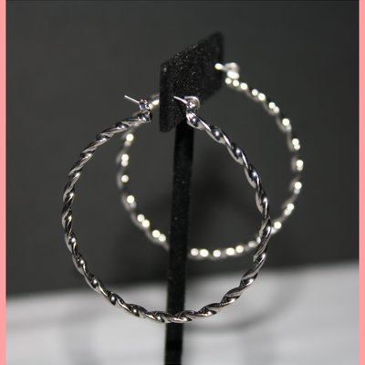 Silver braided hoop earrings