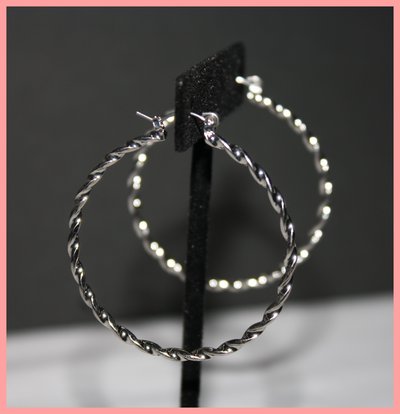 Silver braided hoop earrings