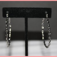 Silver Braided Hoop Earrings - Thumbnail 1