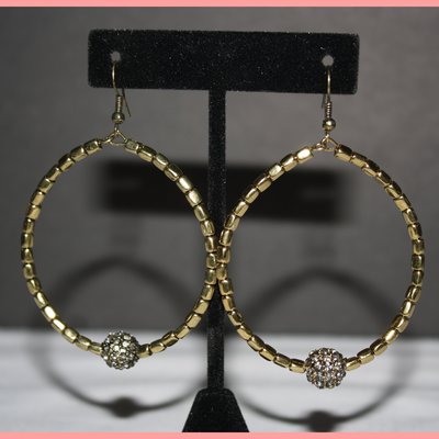 Gold ball hoop earrings 