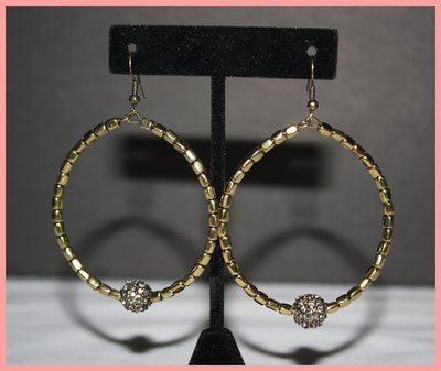 Gold ball hoop earrings 