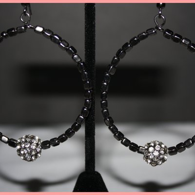  gun metal ball hoop earrings 