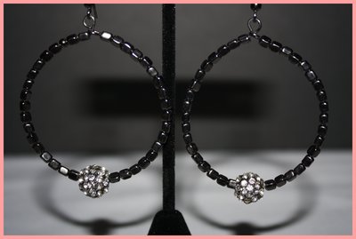  gun metal ball hoop earrings 