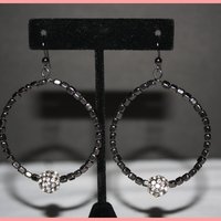  Gun Metal Ball Hoop Earrings  - Thumbnail 1