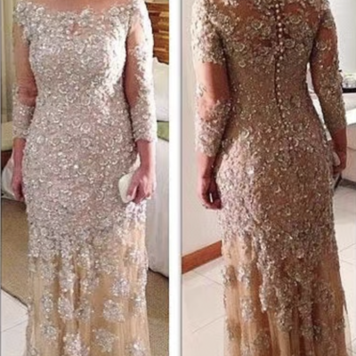 Luxury mother of the bride dresses with full sleeves - Thumbnail 2