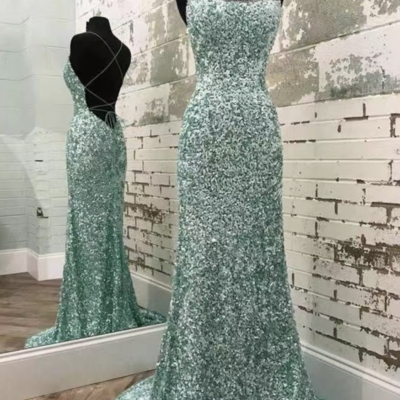 Light green prom dresses spaghetti straps - Thumbnail 3