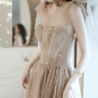 Cute tulle long A line prom dress evening dress - Thumbnail 1