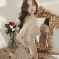 Cute tulle long A line prom dress evening dress - Thumbnail 3