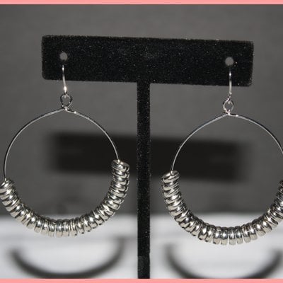 Silver hoop w/circles earrings 