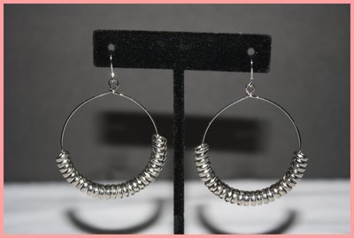 Silver hoop w/circles earrings 