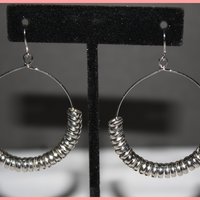 SIlver Hoop w/Circles Earrings  - Thumbnail 1