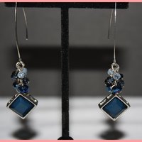 Blue Hexagon Drop Earrings - Thumbnail 1