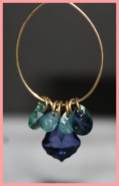 Gold and blue/teal hoop earrings