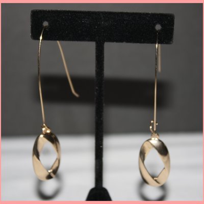 Gold oval twist drop earrings