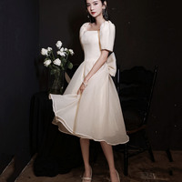 Cute tulle short prom dress with bow fashion girl dress - Thumbnail 6