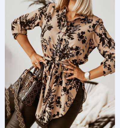 Fashion Print Long Sleeve Cardigan Shirt Top