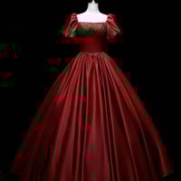 Cute satin long prom gown A line formal dress - Thumbnail 1