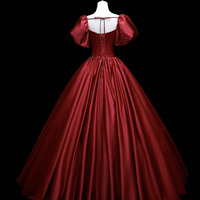 Cute satin long prom gown A line formal dress - Thumbnail 3