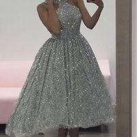 SP1733,Sparkle halter prom dress,sequin a-line evening party dresses - Thumbnail 1