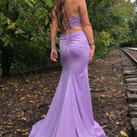 SP1584,Elegant Mermaid Lilac Prom Dress,Sleeveless Evening Party Dresses - Thumbnail 1