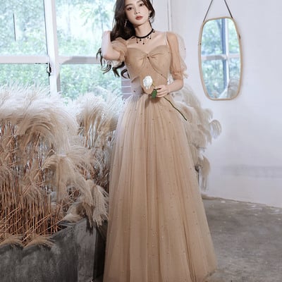 Cute tulle long prom dress a line evening dress - Thumbnail 2