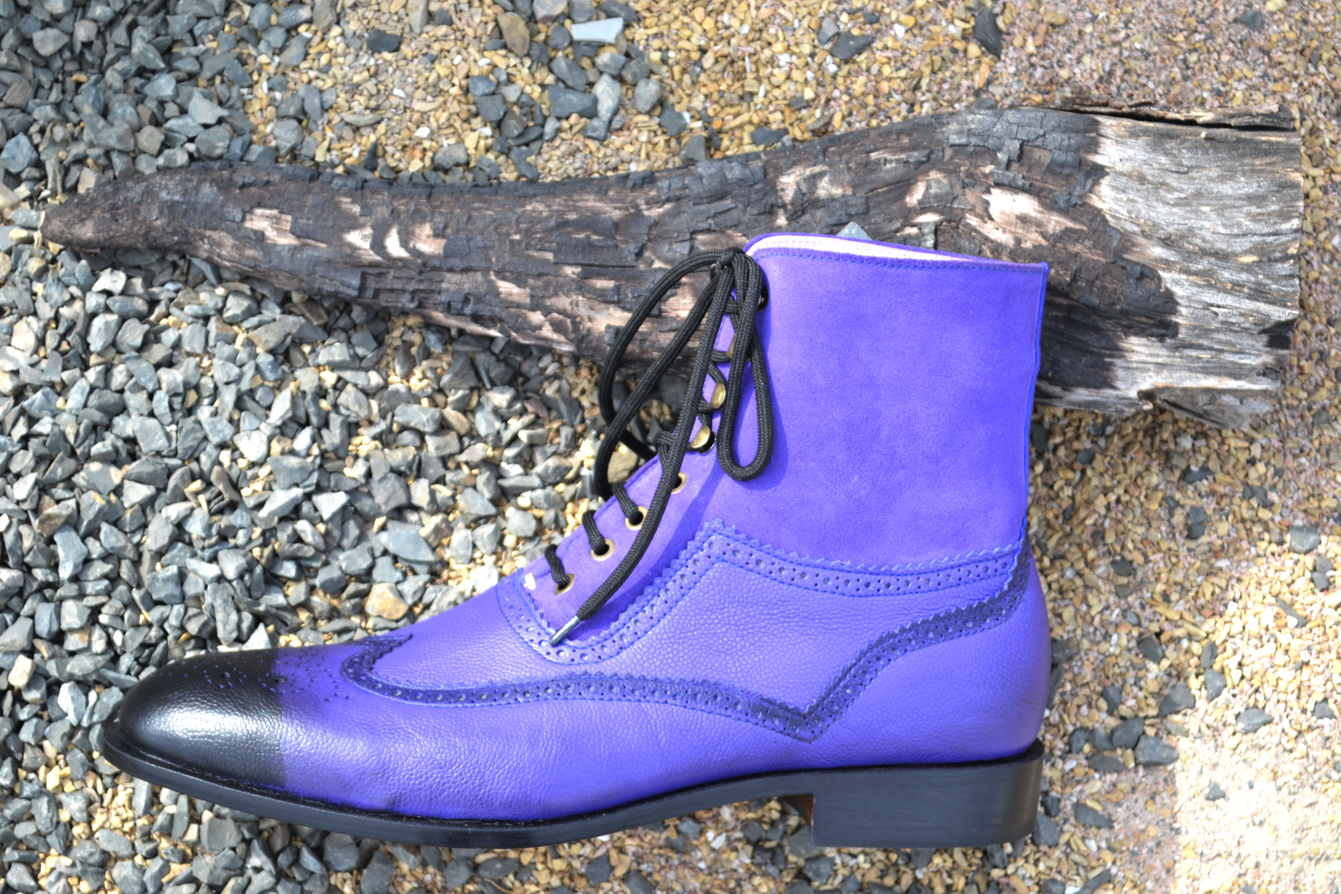 open lace back dress Saint Amoura Triangular Crystal Purple Velvet Ankle Boots Purple / 38