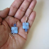 Eco Blue Earrings - Handmade  - Thumbnail 2