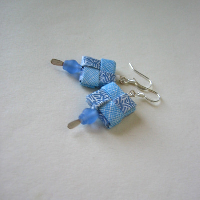 Eco Blue Earrings - Handmade 