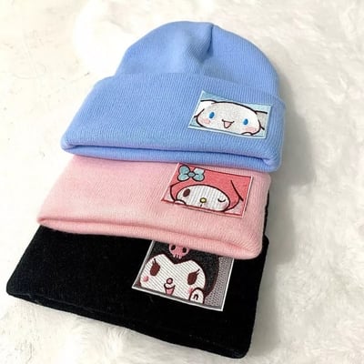 Cute Anime Knit Wool Hat Beanie Aesthetic Casual E-Girl Kawaii Korean Japanese Harajuku