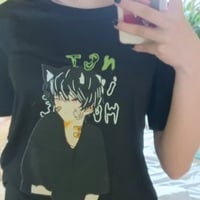 Cute Anime Boy Cat Ears Cartoon Graphic Print Oversize Short Sleeve Shirt Summer Aesthetic Casual E-Girl Kawaii Korean Japanese Harajuku - Thumbnail 6