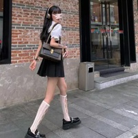 Cute Preppy Puff Sleeve Shirt Pleated Dress Set Student Aesthetic Casual E-Girl Kawaii Korean Japanese Harajuku - Thumbnail 7