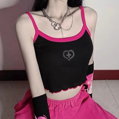 Cute Cross Pastel Sleeveless Crop Top Camisole Tank Goth Punk Aesthetic Casual E-Girl Kawaii Korean Japanese Harajuku