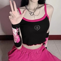 Cute Cross Pastel Sleeveless Crop Top Camisole Tank Goth Punk Aesthetic Casual E-Girl Kawaii Korean Japanese Harajuku - Thumbnail 1