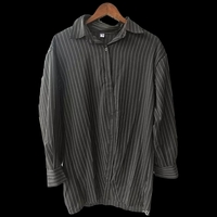 Cute Black Vertical Stripe Buckle Off Shoulder Long Sleeve Shirt Blouse Aesthetic Casual E-Girl Kawaii Korean Japanese Harajuku - Thumbnail 4