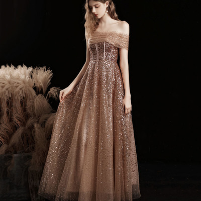 Shiny tulle sequins tea length prom dress evening dress - Thumbnail 3