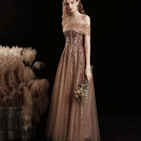 Shiny tulle sequins tea length prom dress evening dress - Thumbnail 4