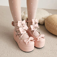 Bowknot Straps Clunky Platform Shoes  - 3colors - Thumbnail 4