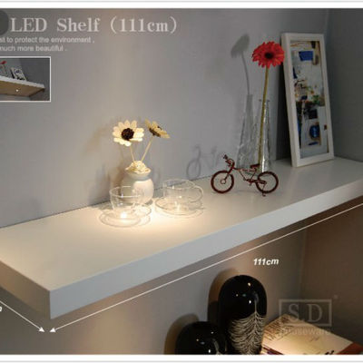 Ivory color 42x21cm floating wooden shelf unit invisible wall mounted led shelf