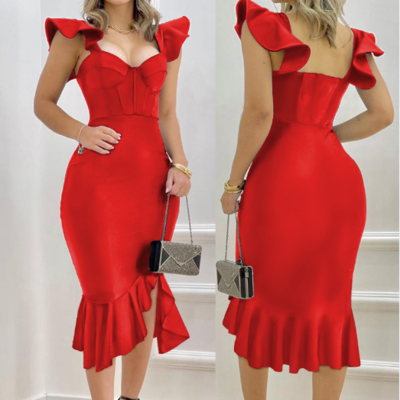 Casual sexy ruffled sleeveless dress - Thumbnail 2