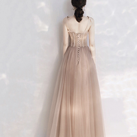 Stylish tulle lace long prom dress A line evening dress - Thumbnail 5