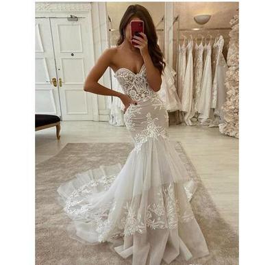 Lace Wedding Dresses  New Fashion Sexy Mermaid V Neck Backless Wedding Dress Bridal Gowns,1280