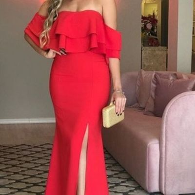 Red mermaid prom dresses strapless off the shoulder side slit evening formal gowns,1287 - Thumbnail 3