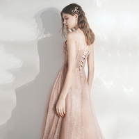 Cute tulle lace long A line prom dress evening dress - Thumbnail 5